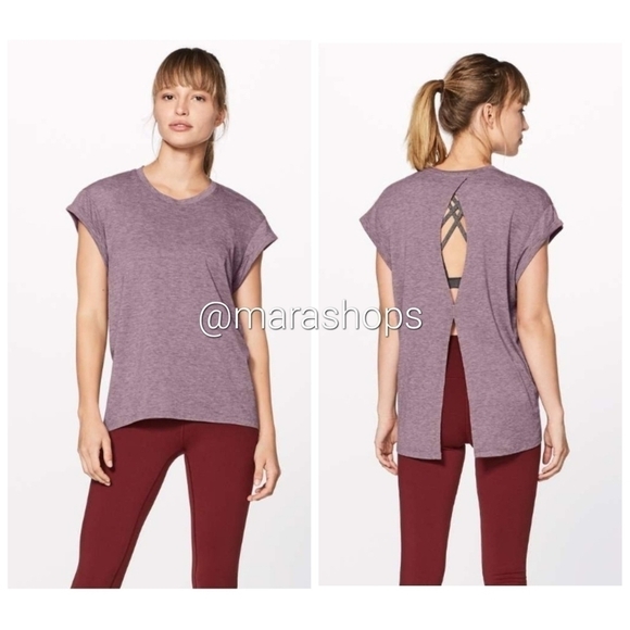 lululemon athletica Tops - Lululemon Box It Out Short Sleeve Heathered Oxblood